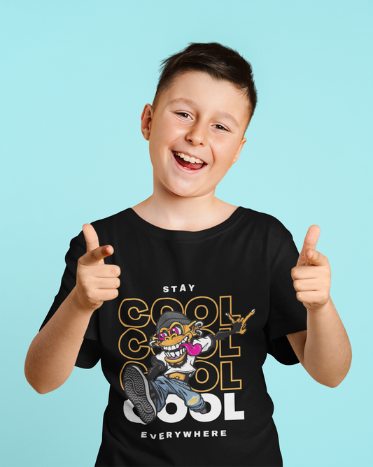 Funky Cartoon Monkey Dark Kids Shirt