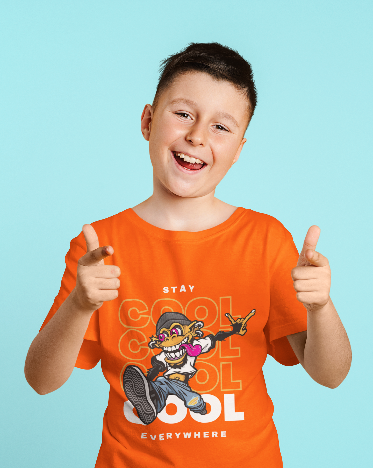 Funky Cartoon Monkey Dark Kids Shirt