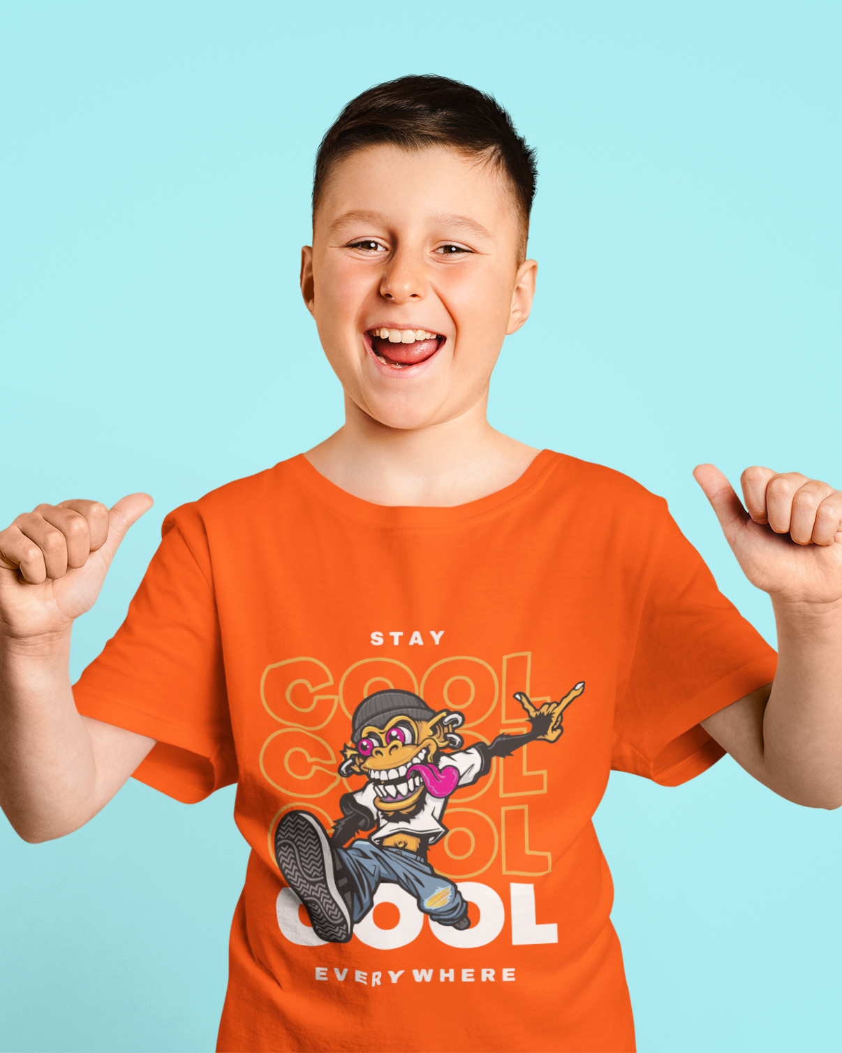 Funky Cartoon Monkey Dark Kids Shirt