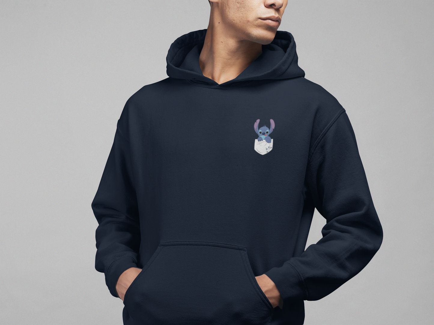 Always Hungry: Stitch-Inspired Navy Blue Hoodie