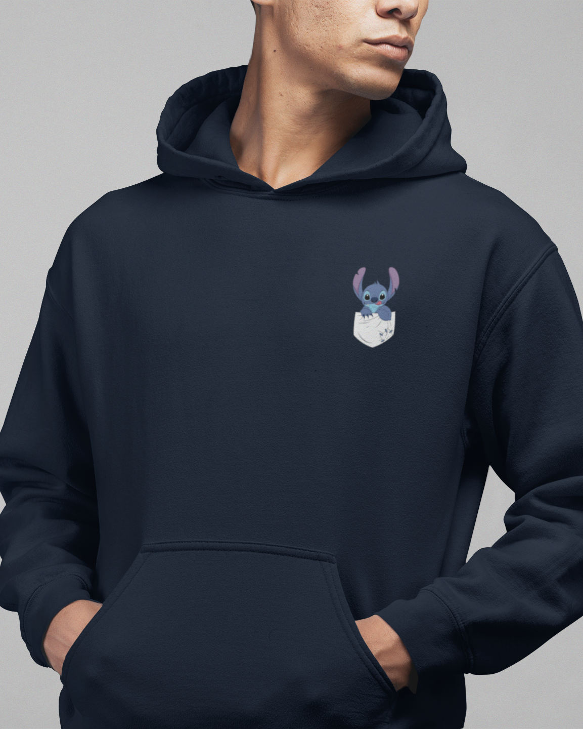 Always Hungry: Stitch-Inspired Navy Blue Hoodie