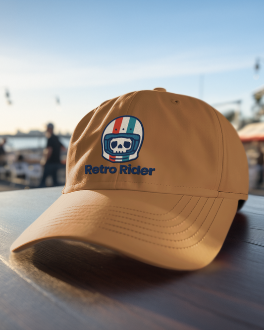 Khaki Retro Rider Baseball Cap - Vintage Motorcycle Style
