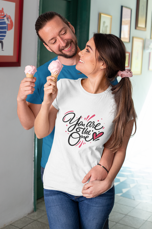 Declare Your Love: Crisp White Tee with ‘You Are The One’ Design