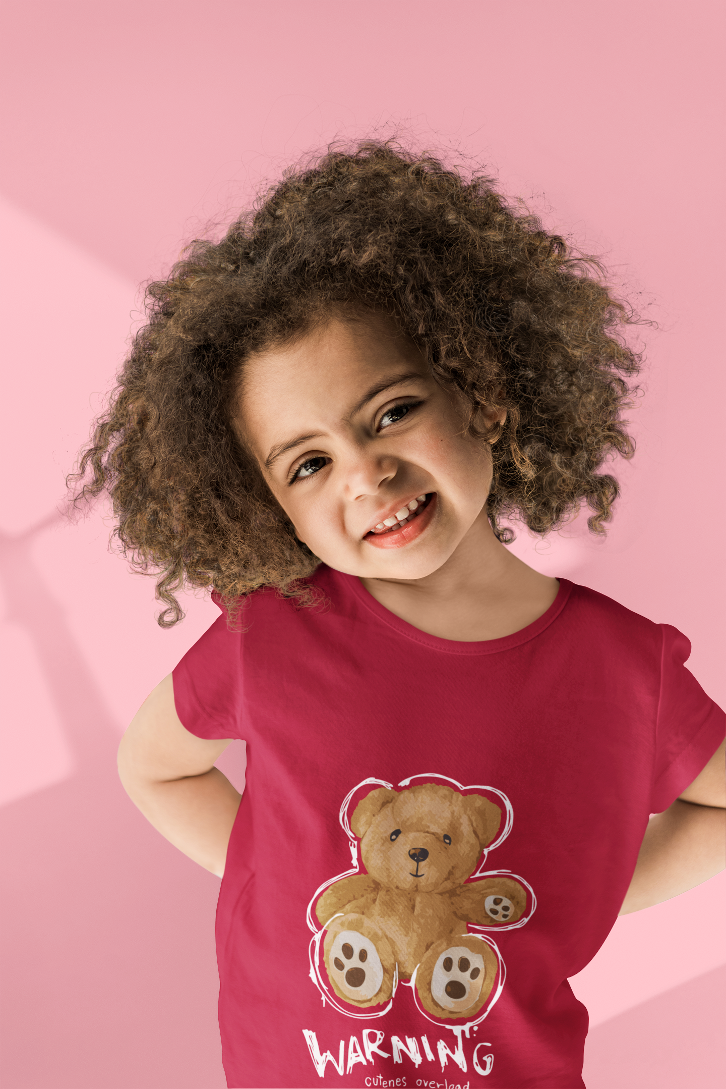 "Warning Cuteness Overload" Girls' Teddy Bear Graphic Shirt