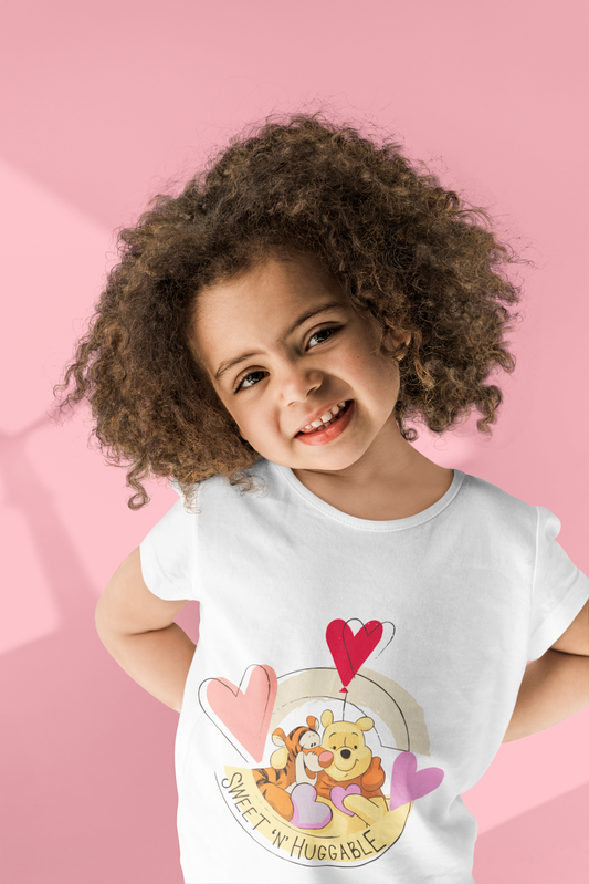 Girls' "Sweet 'N' Huggable" Winnie the Pooh T-Shirt - 100% Cotton