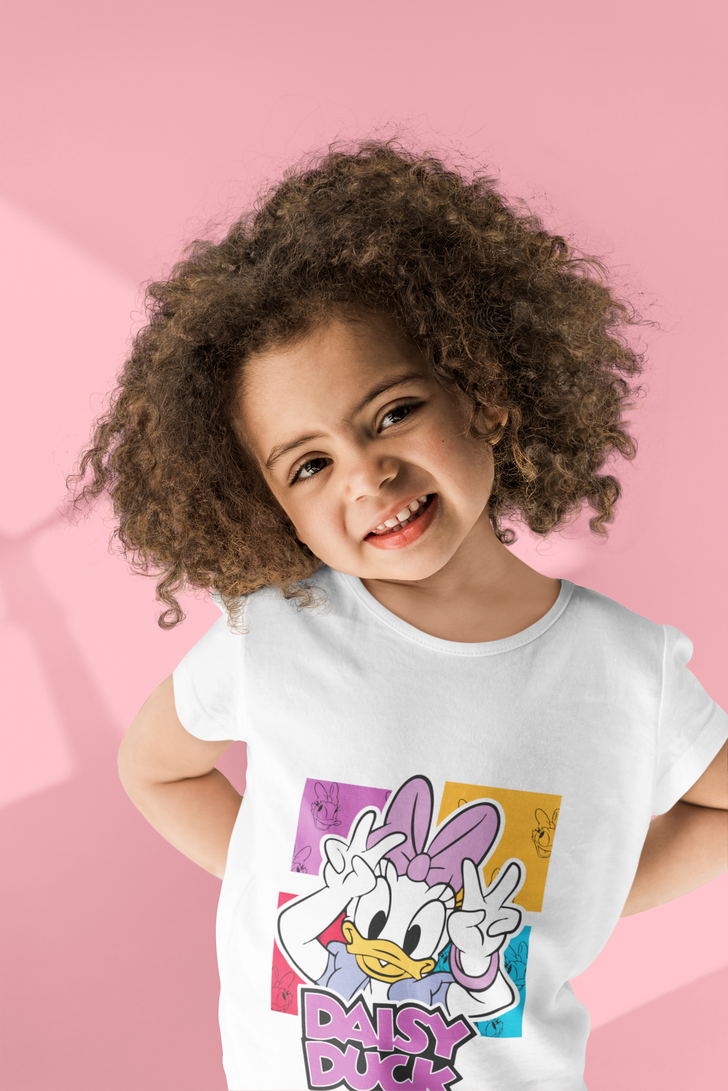 Girls' White Daisy Duck T-Shirt - Colorful Pop Art Style