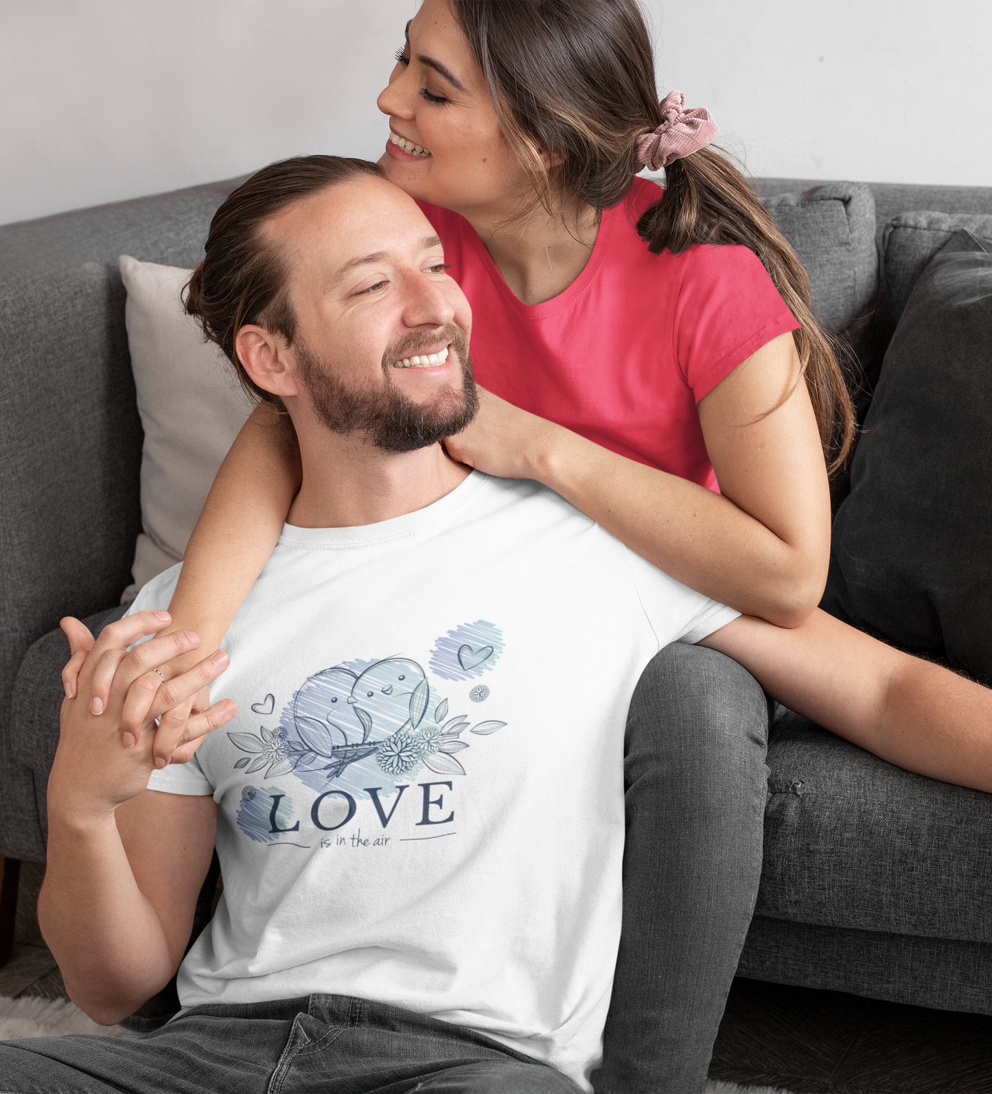 For Lovebirds Everywhere: Romantic White ‘Love Is in the Air’ Tee