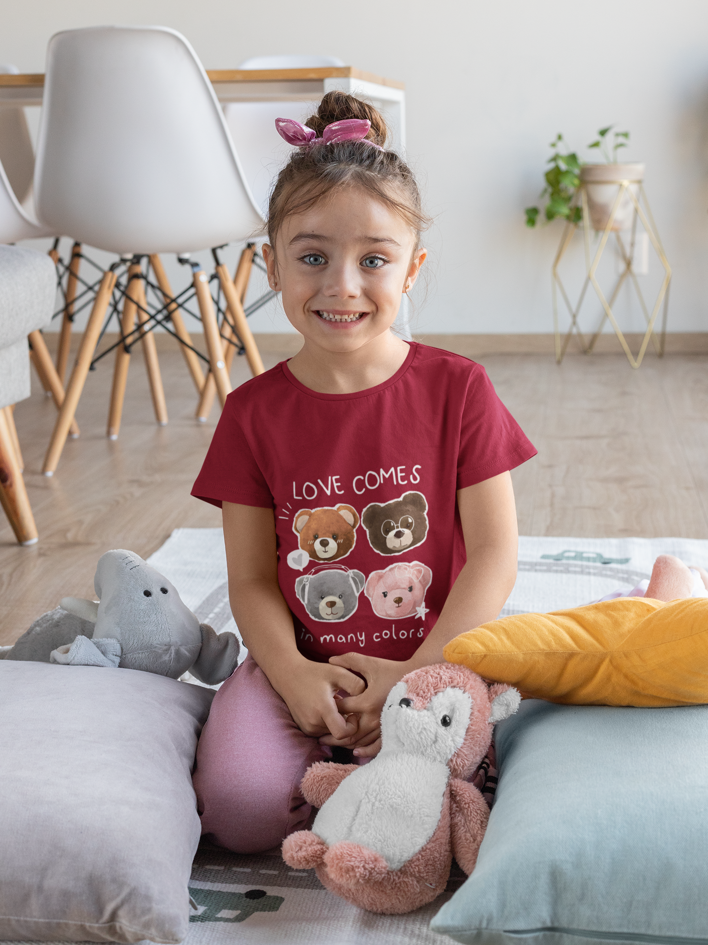Cute Teddy Bear Graphic Tee for Kids -100% Cotton