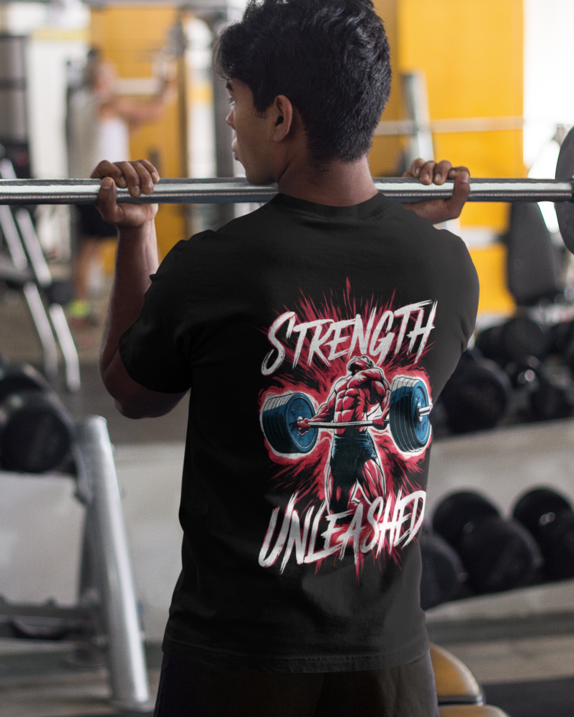 Strength Unleashed Printed Round Neck Half Sleeve Black T-shirt