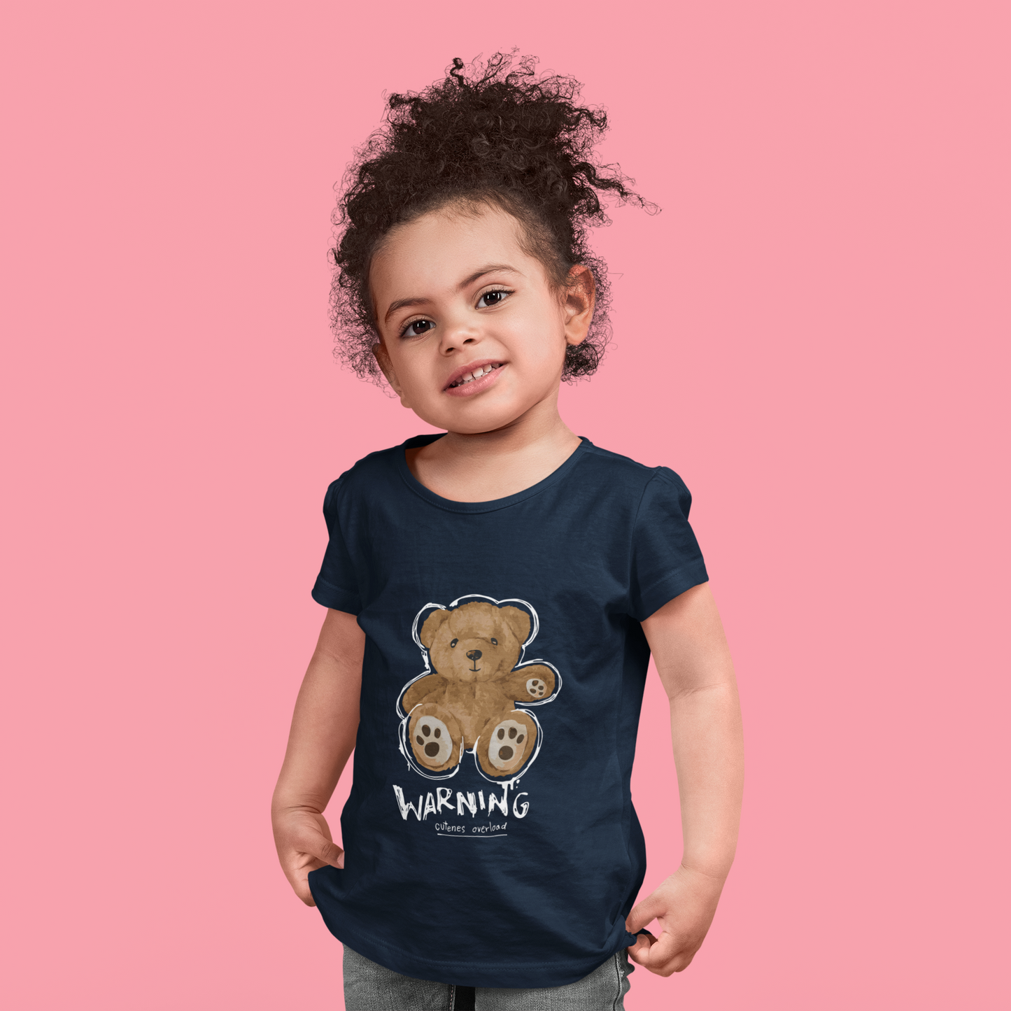 "Warning Cuteness Overload" Girls' Teddy Bear Graphic Shirt