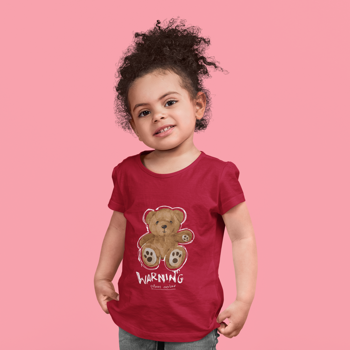 "Warning Cuteness Overload" Girls' Teddy Bear Graphic Shirt