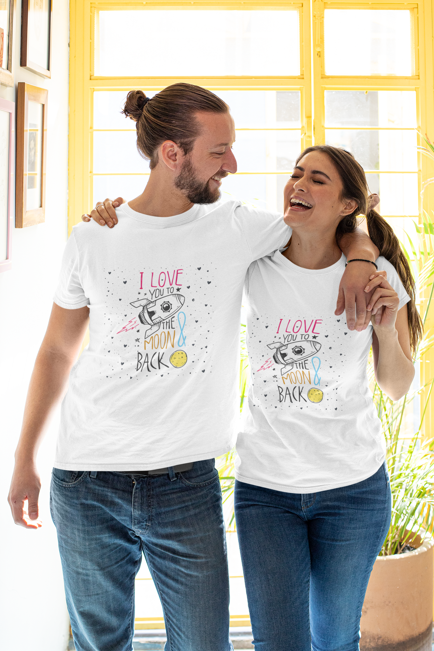 Celestial Romance: ‘I Love You to the Moon and Back’ Printed White Tee