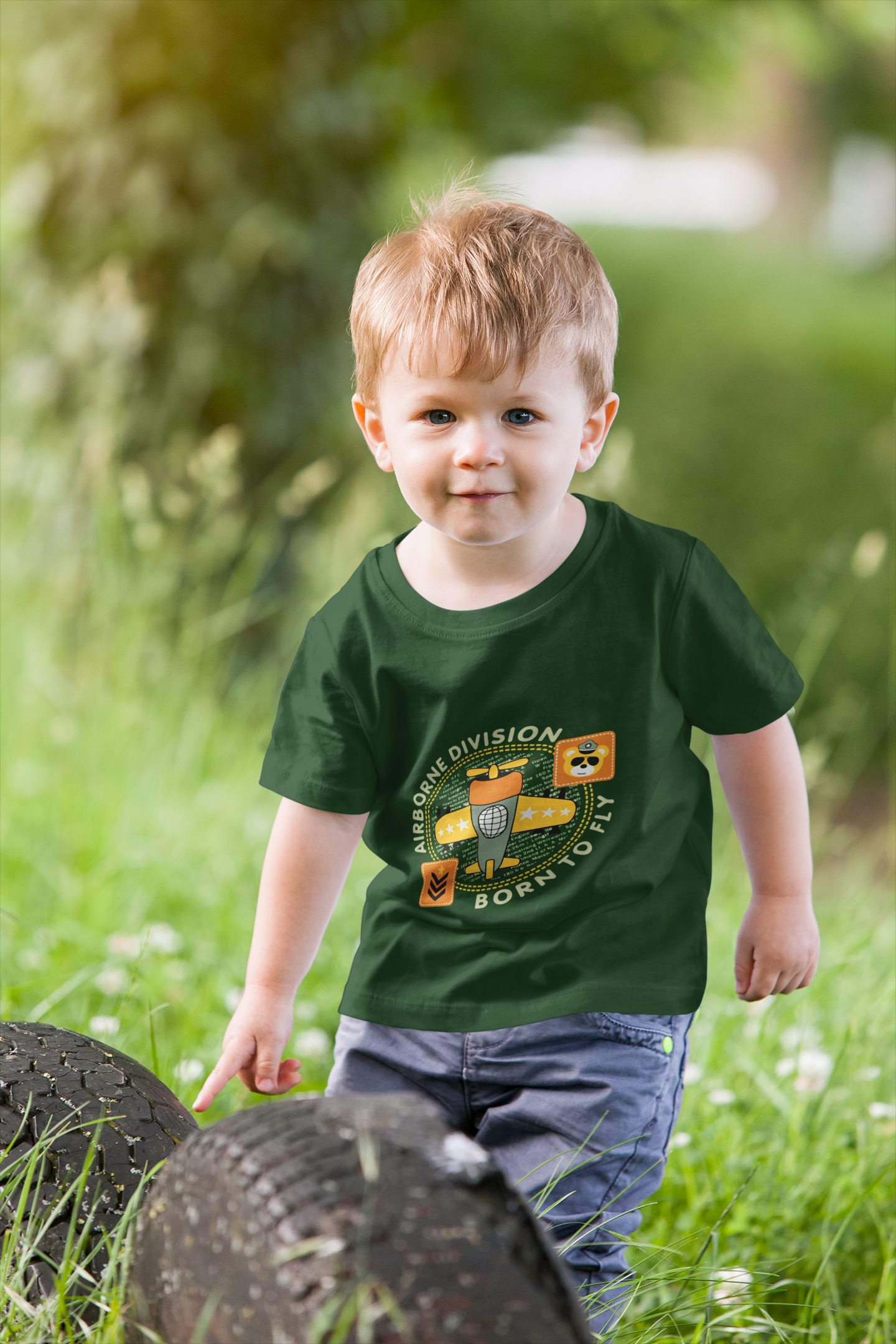 Cute Pilot Bear "Airborne Division" T-Shirt for Toddlers | 100% Cotton