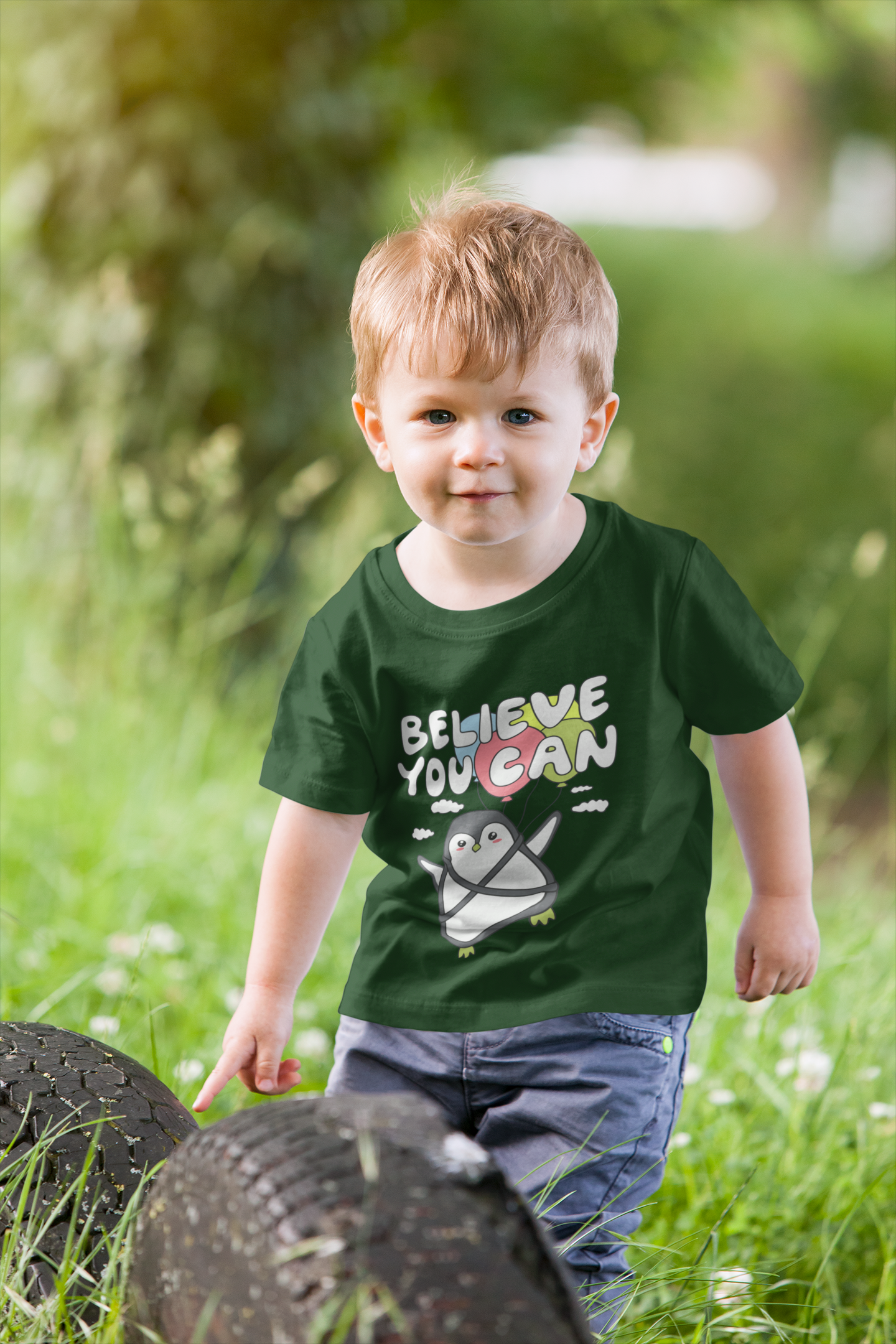 Inspirational "Believe You Can" Penguin Graphic Tee for Kids – Soft 100% Cotton