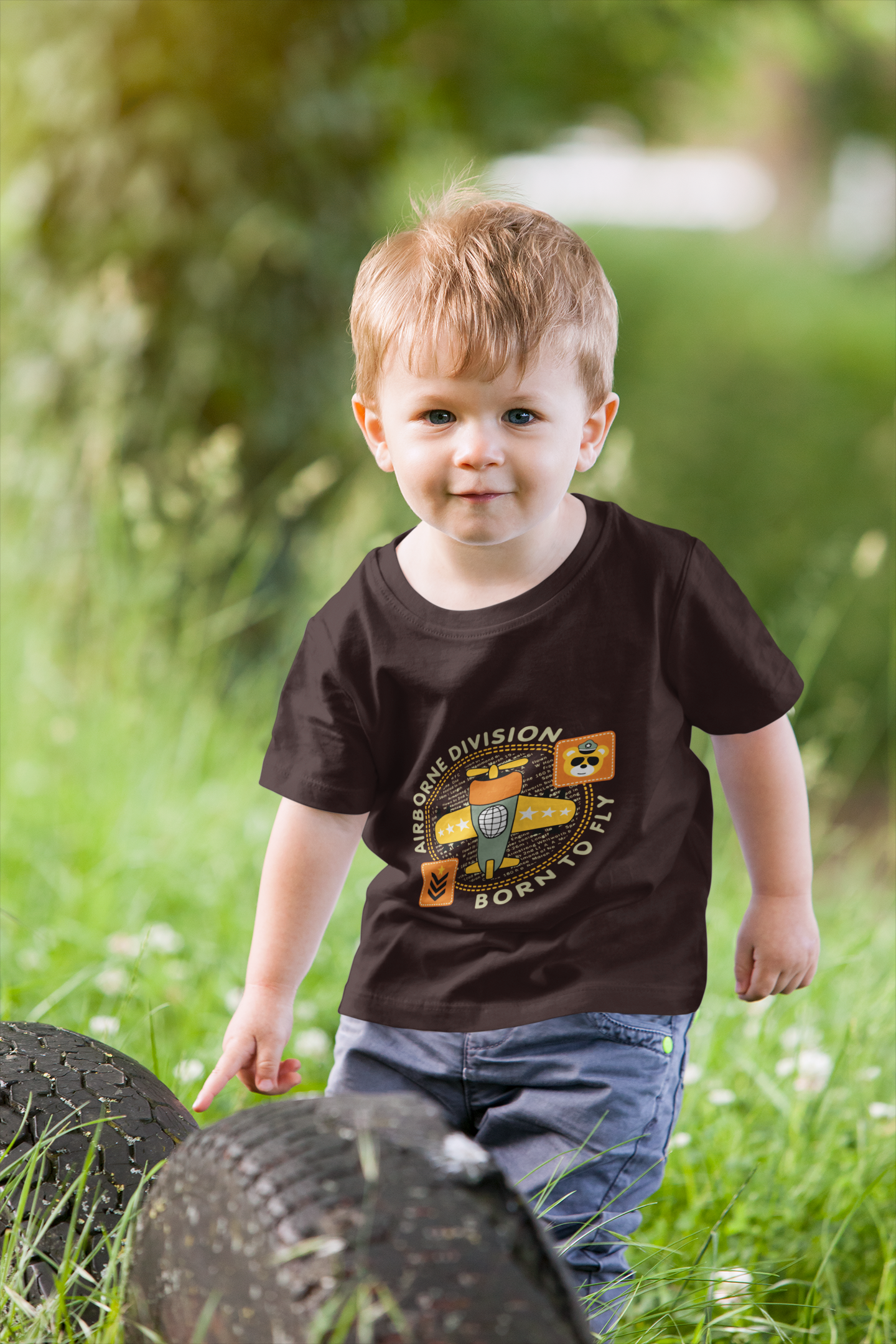 Cute Pilot Bear "Airborne Division" T-Shirt for Toddlers | 100% Cotton