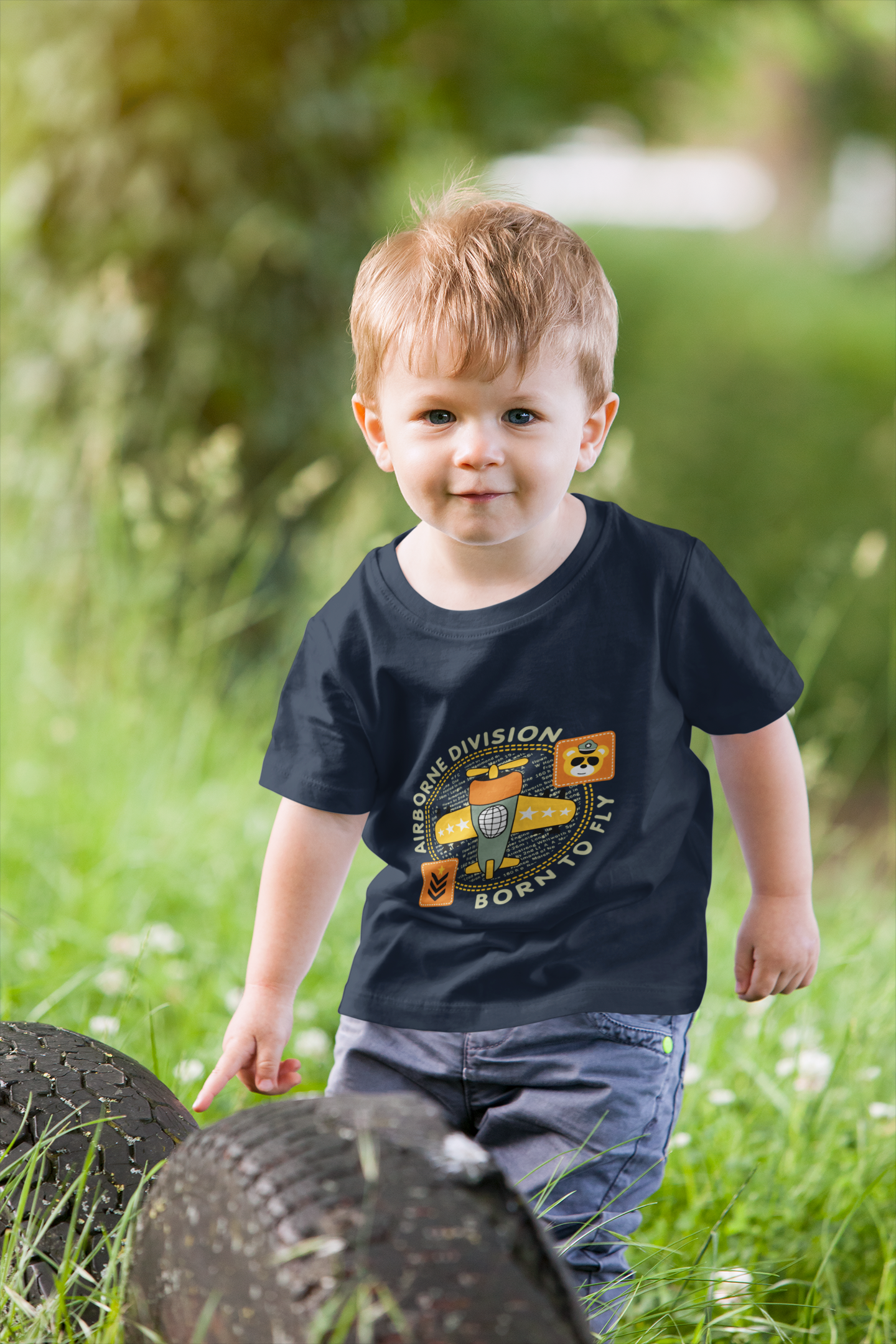 Cute Pilot Bear "Airborne Division" T-Shirt for Toddlers | 100% Cotton