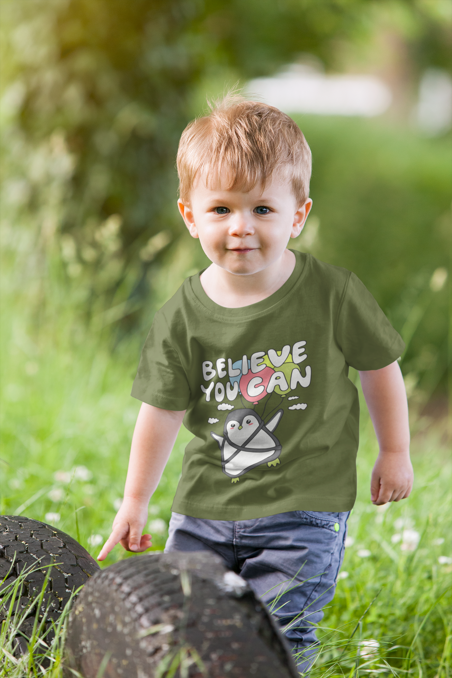 Inspirational "Believe You Can" Penguin Graphic Tee for Kids – Soft 100% Cotton