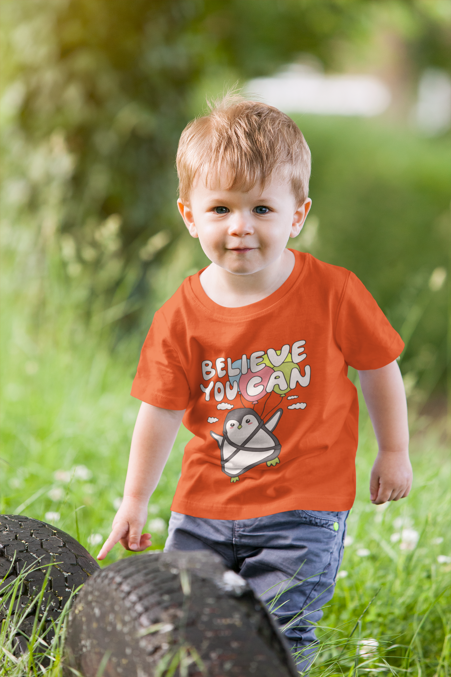 Inspirational "Believe You Can" Penguin Graphic Tee for Kids – Soft 100% Cotton