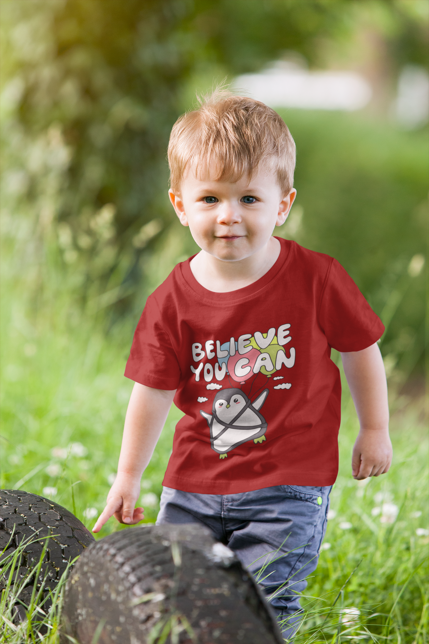 Inspirational "Believe You Can" Penguin Graphic Tee for Kids – Soft 100% Cotton
