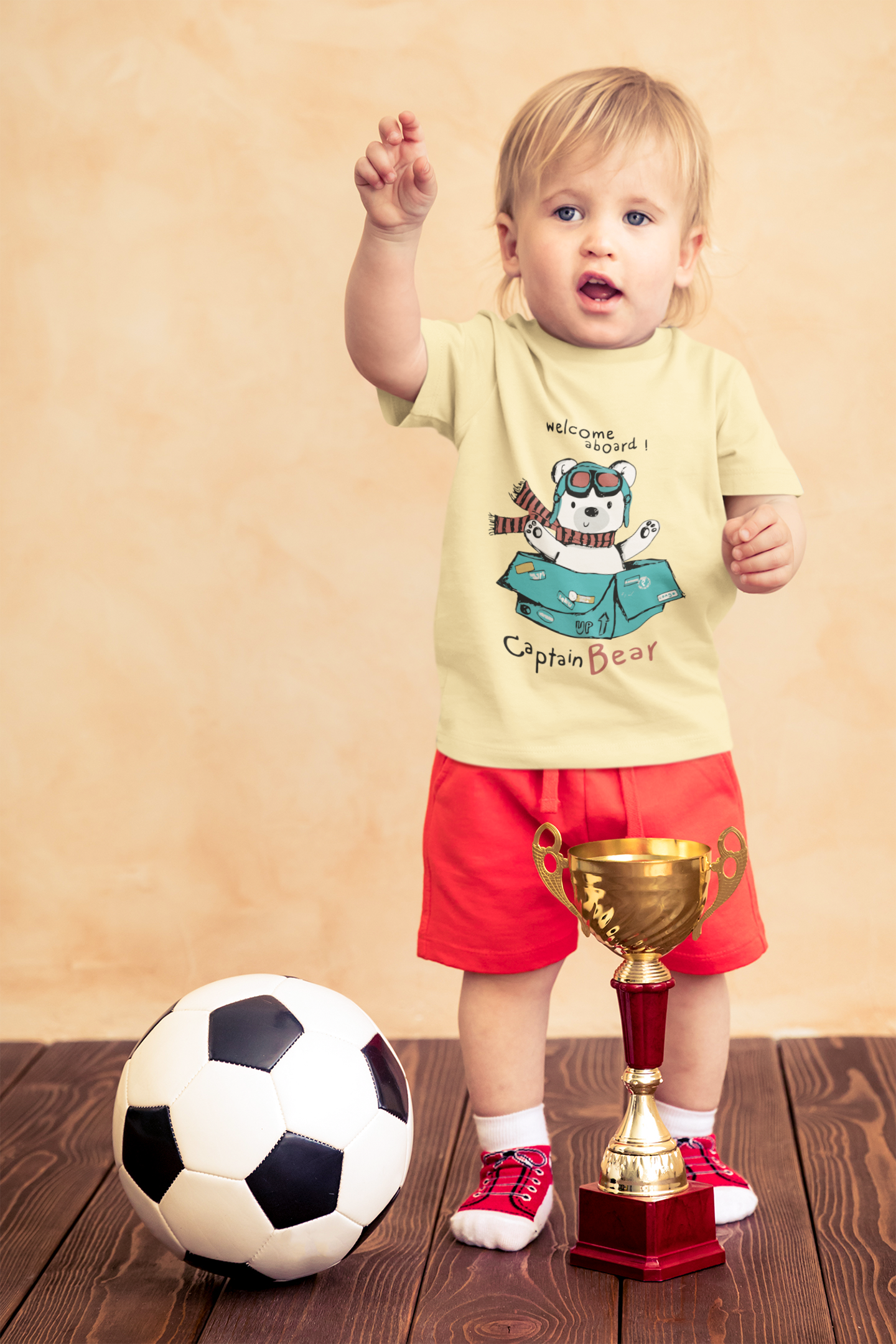 Funny "Captain Bear" Adventure Graphic Tee for Kids – Soft 100% Cotton