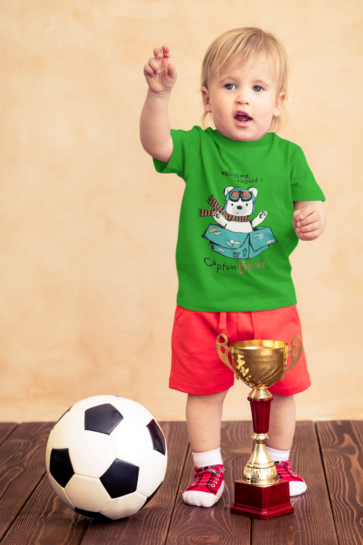 Funny "Captain Bear" Adventure Graphic Tee for Kids – Soft 100% Cotton