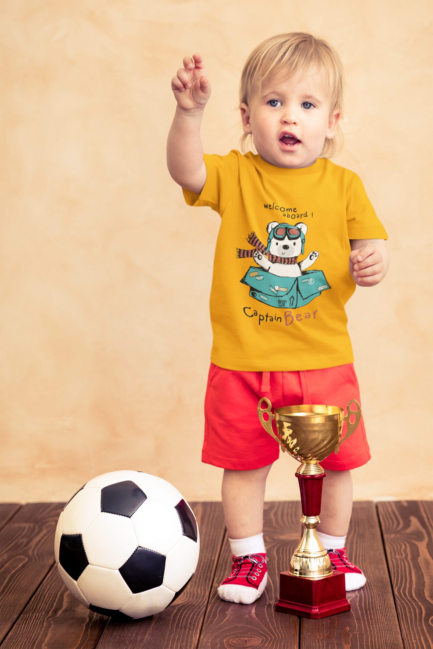 Funny "Captain Bear" Adventure Graphic Tee for Kids – Soft 100% Cotton