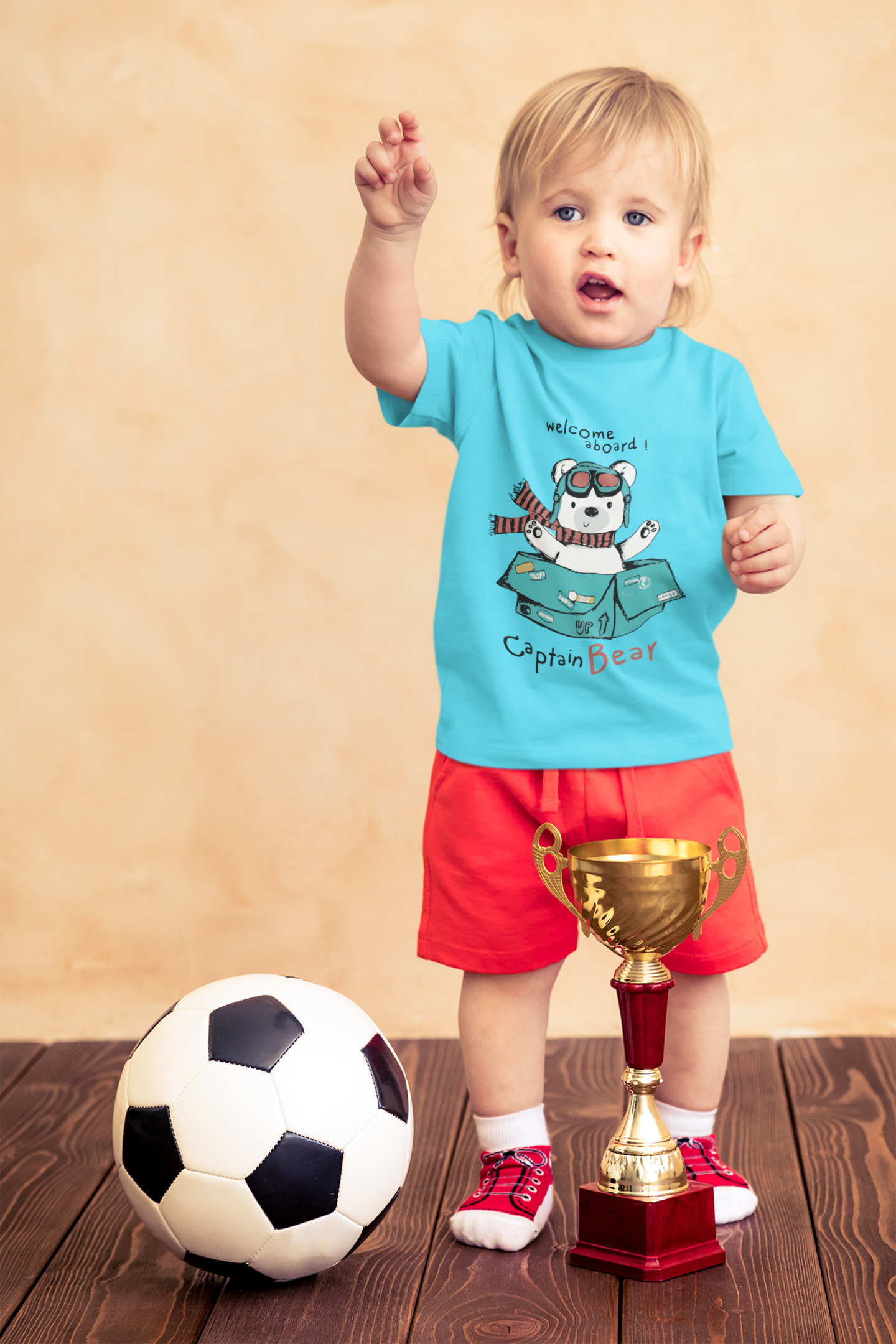 Funny "Captain Bear" Adventure Graphic Tee for Kids – Soft 100% Cotton