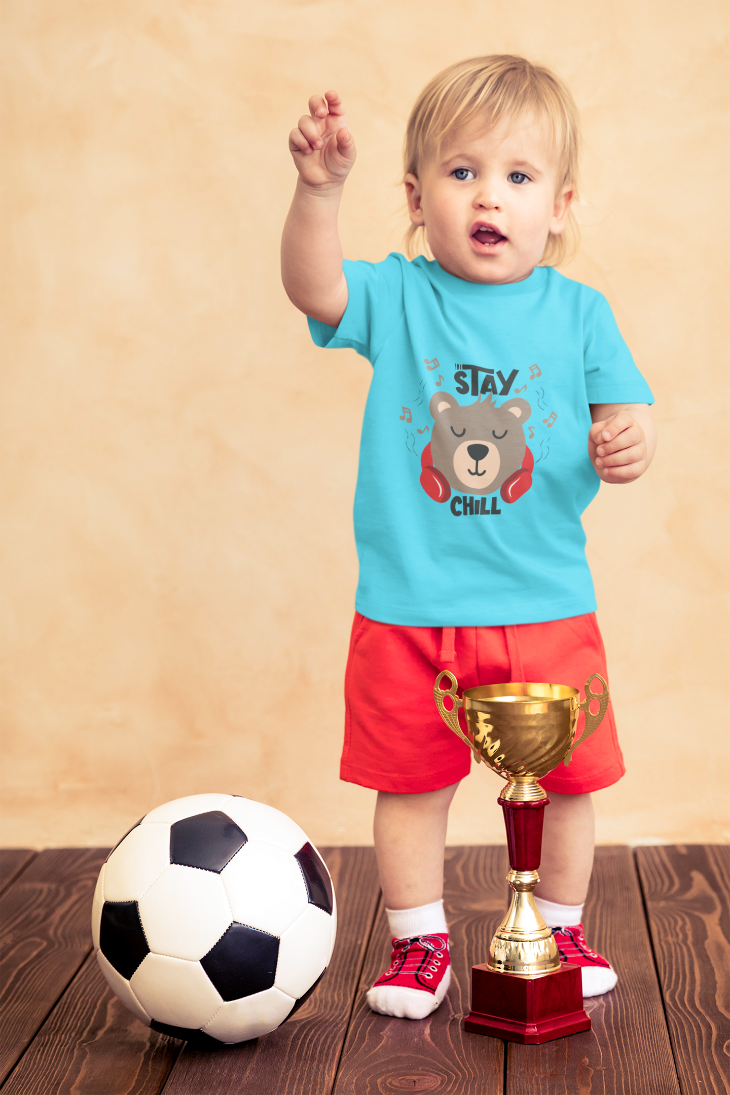 Cute Bear with Headphones "Stay Chill" T-Shirt for Toddlers | 100% Cotton