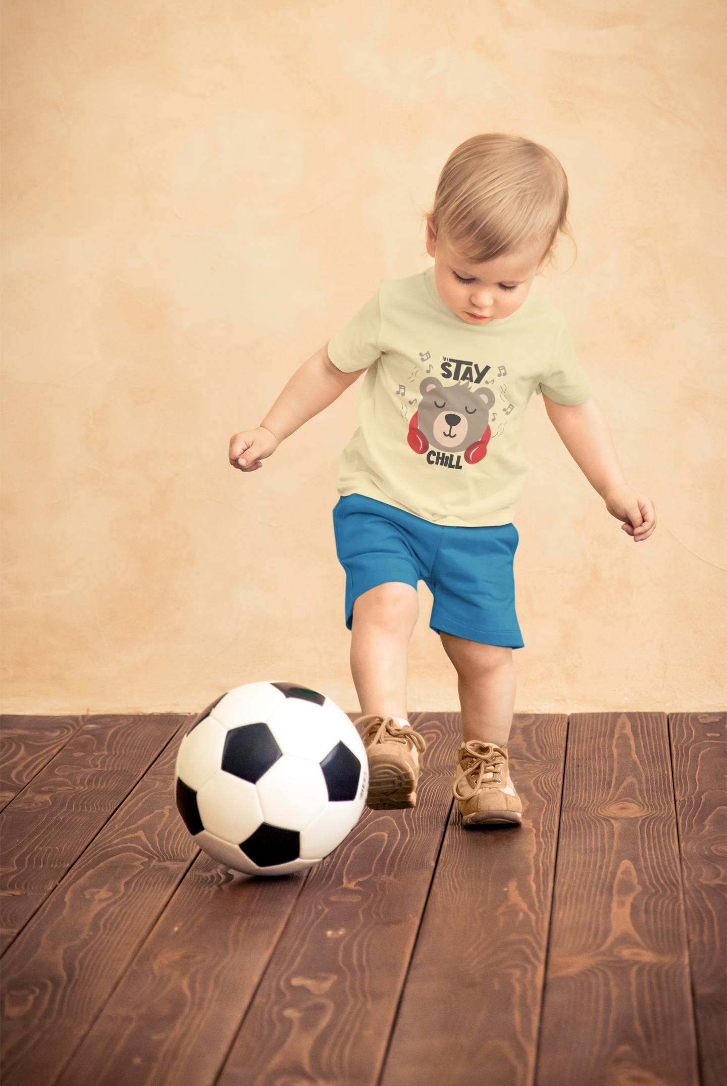 Cute Bear with Headphones "Stay Chill" T-Shirt for Toddlers | 100% Cotton