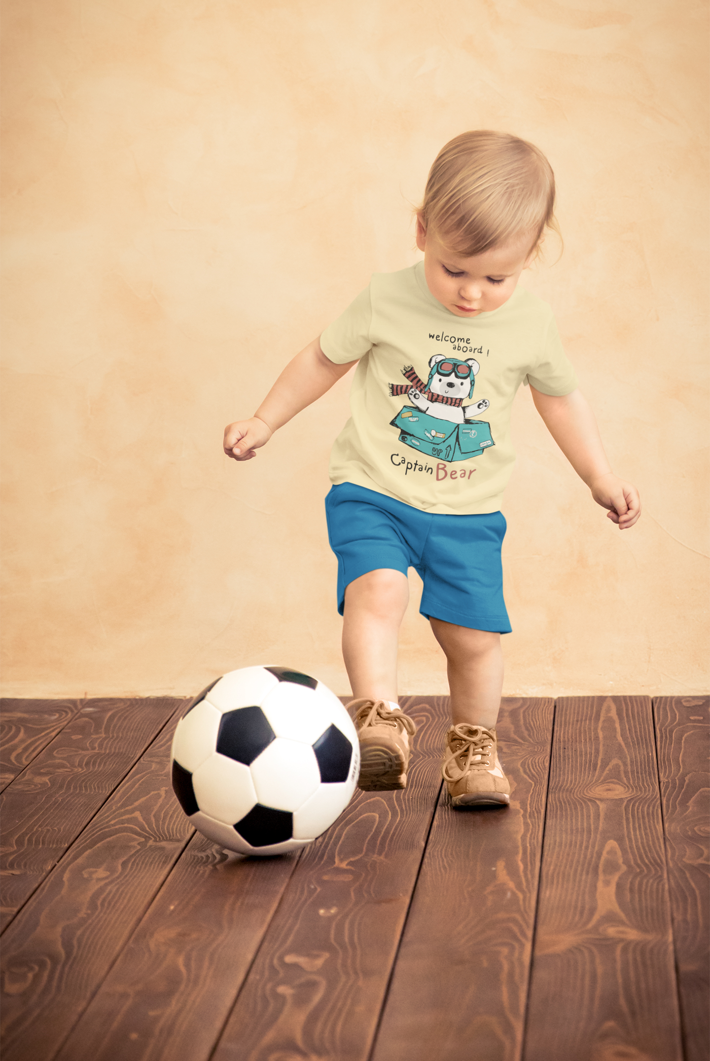 Funny "Captain Bear" Adventure Graphic Tee for Kids – Soft 100% Cotton