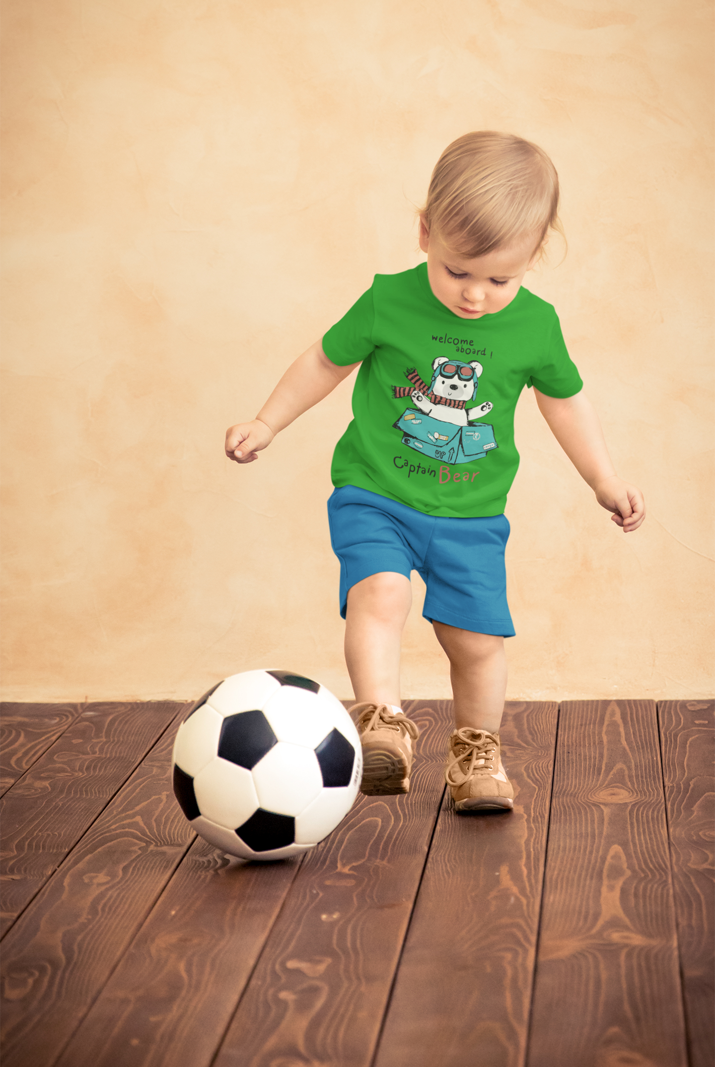 Funny "Captain Bear" Adventure Graphic Tee for Kids – Soft 100% Cotton