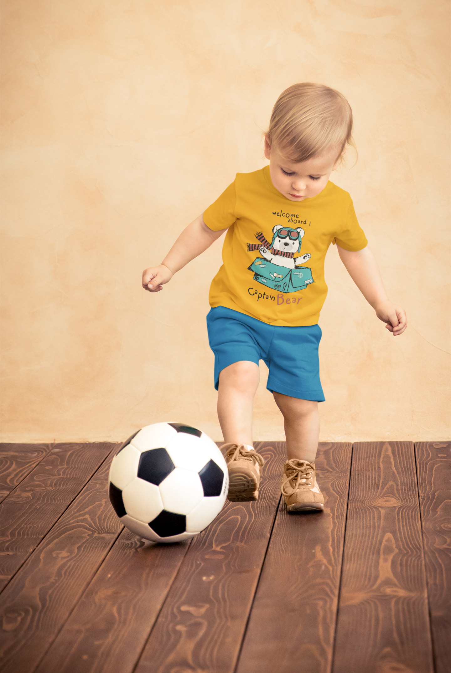 Funny "Captain Bear" Adventure Graphic Tee for Kids – Soft 100% Cotton