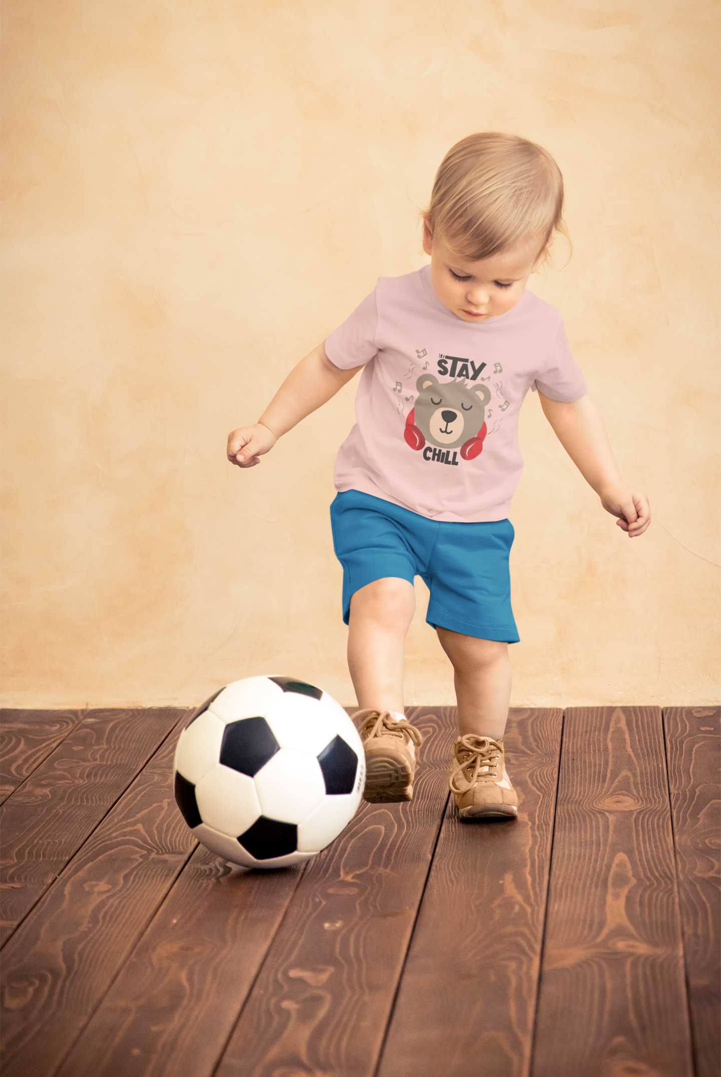Cute Bear with Headphones "Stay Chill" T-Shirt for Toddlers | 100% Cotton