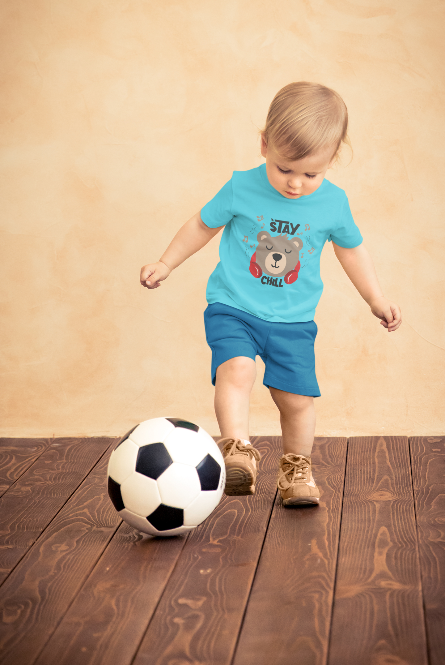 Cute Bear with Headphones "Stay Chill" T-Shirt for Toddlers | 100% Cotton