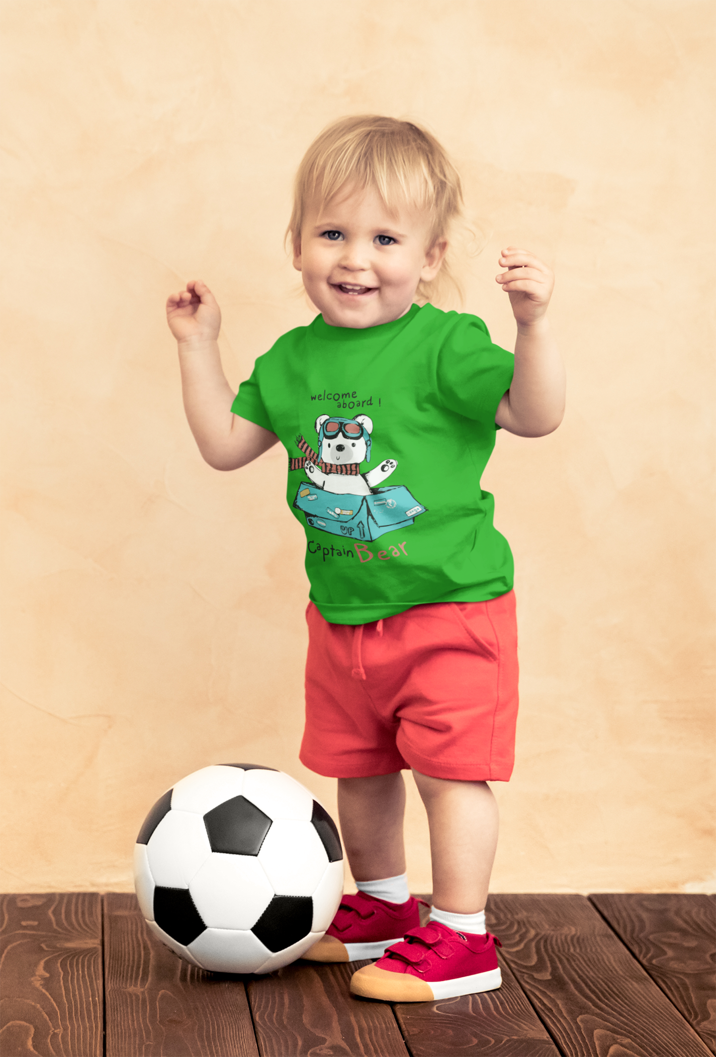 Funny "Captain Bear" Adventure Graphic Tee for Kids – Soft 100% Cotton