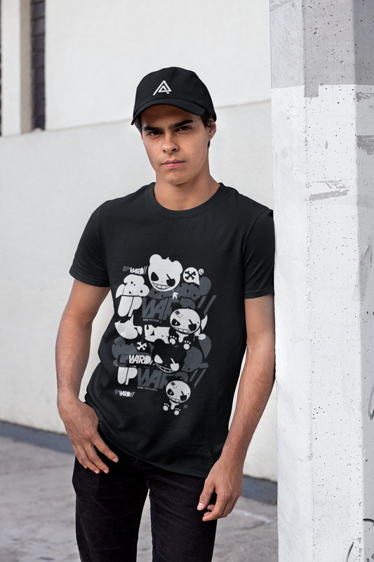 Monochrome Streetwear Graphic Tee | Men's Black Cotton "Upward // Zero Pressure" Shirt