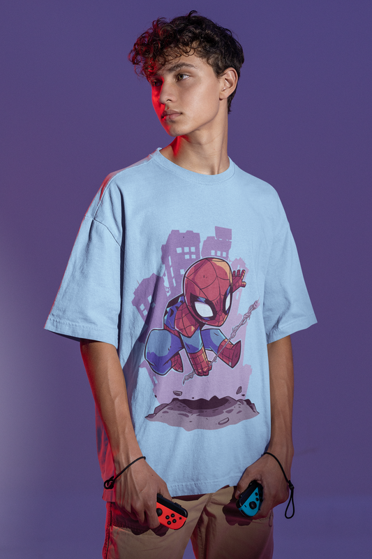 Web-Slinging Vibes: Blue Oversized Spidey Tee