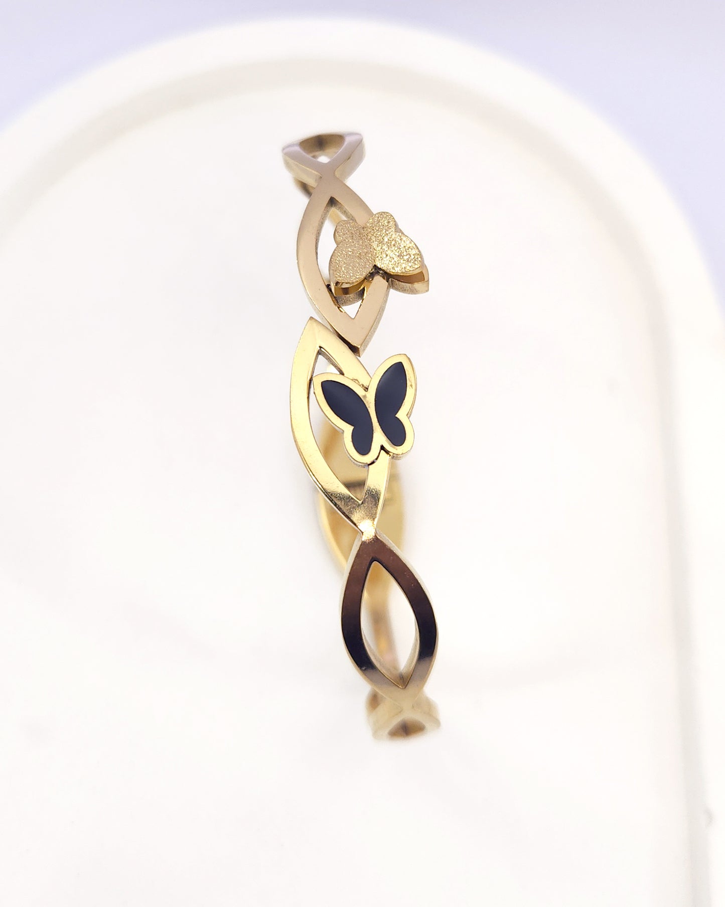 The Butterfly Duet Bangle | 18k Gold Plated Yin & Yang Design