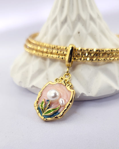 The Rosé Charm Bangles | Textured Bangle Trio
