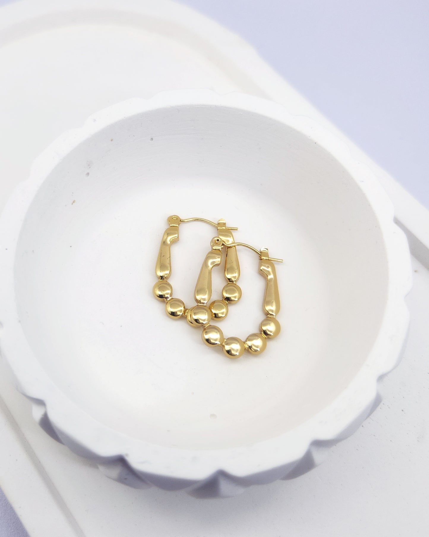 Gold Plated Beaded Hoop Earrings