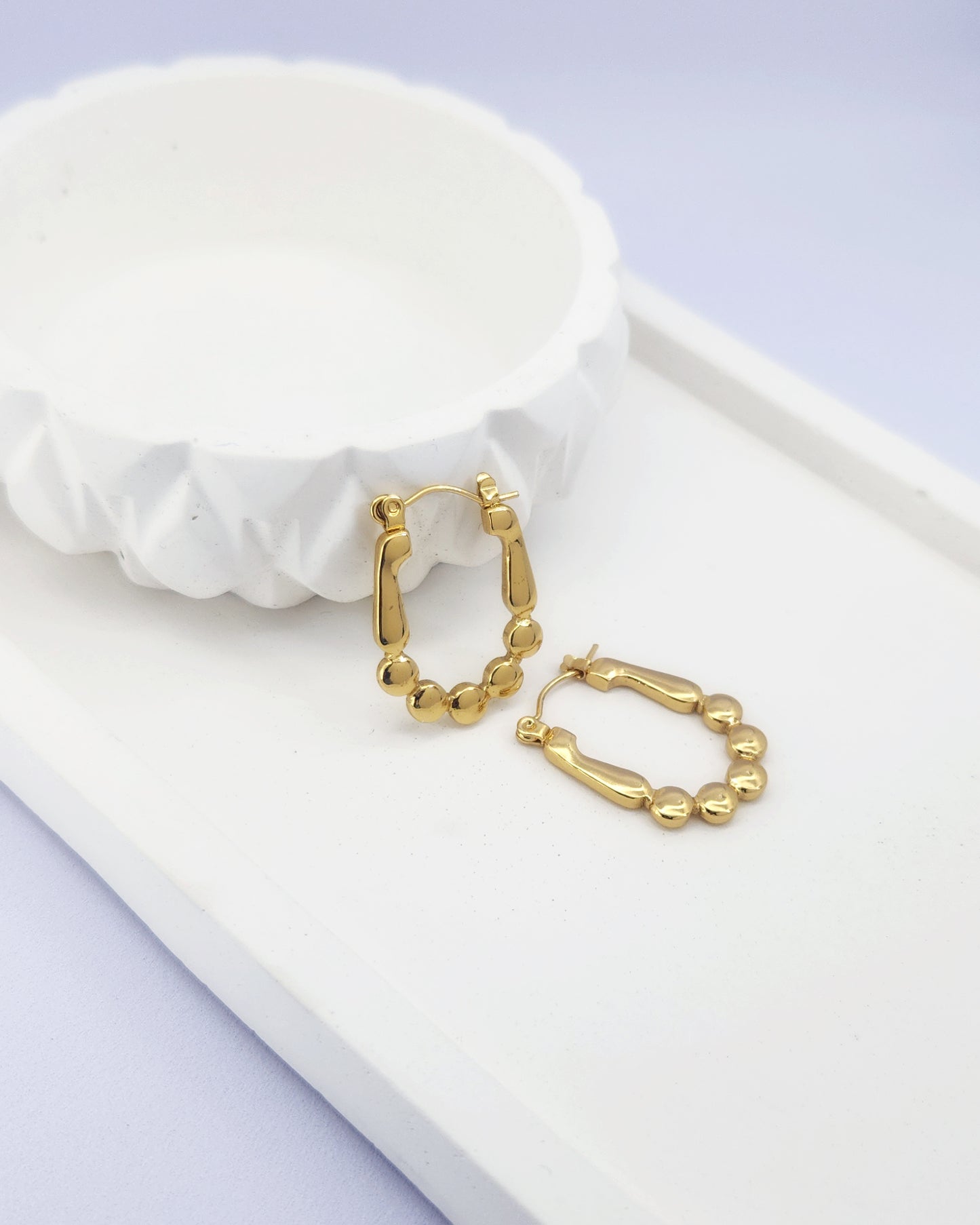 Gold Plated Beaded Hoop Earrings