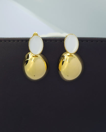 Luminous Pebble Drops - 18k Gold Plated Earrings