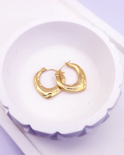 Molten Heart Hoops | Chunky Gold V-Shaped Hoops