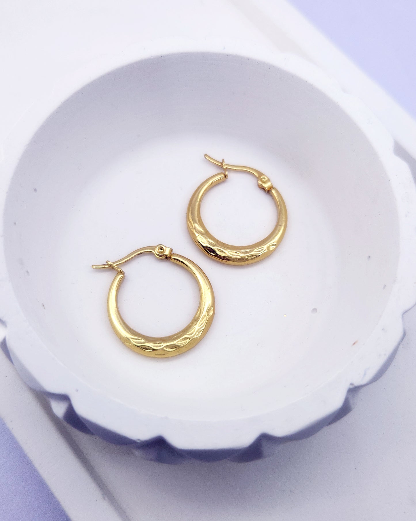 Textured Gold Hoop Earrings