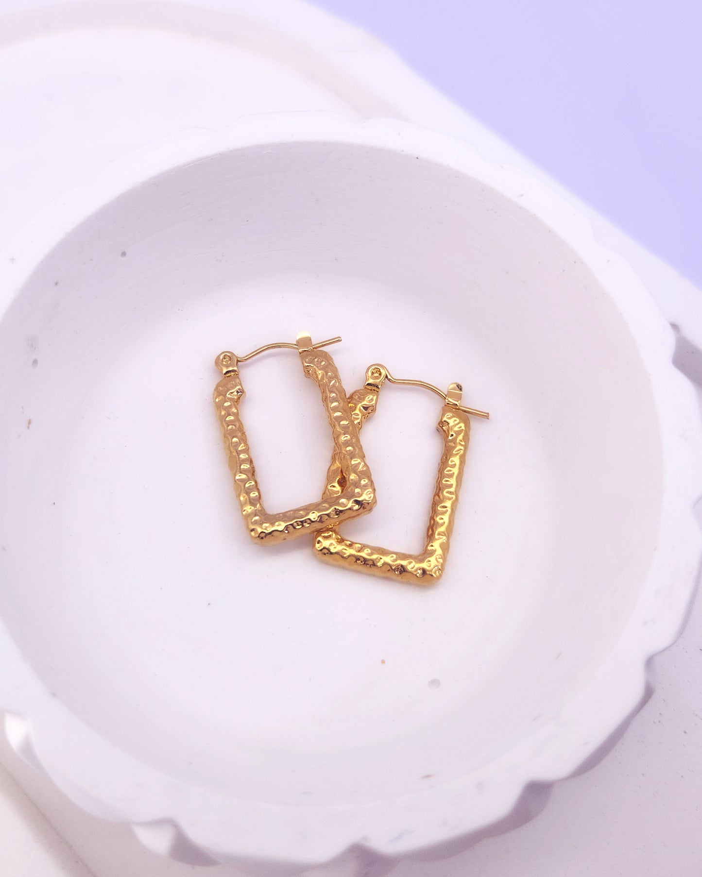 Soho Hoops | Textured Geometric Gold Hoops