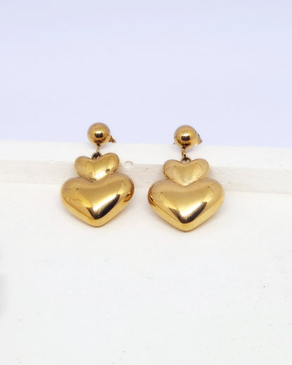 The Amore Drops - Double Heart Earrings
