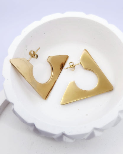 The Delta Hoops - Modern 18k Gold Plated Triangle Hoops