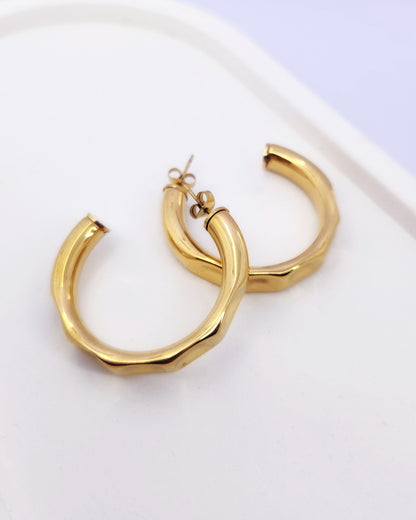 The Prism Hoops - Modern Textured Gold Hoops
