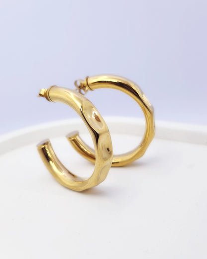 The Prism Hoops - Modern Textured Gold Hoops