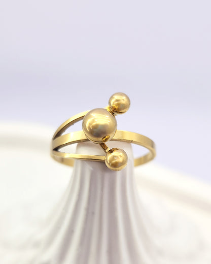 Abstract Sphere Trio Ring - 18k Gold Plated